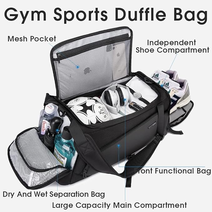 BANGE 1917D Gym Sports Duffel Backpack for Man & Women