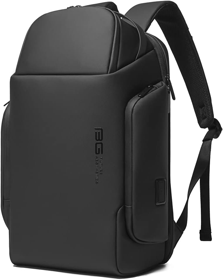 BANGE 7277 Smart Trendy 20L Durable Oxford Backpacks Anti-Theft USB Waterproof 1.2KG W 15.6in Laptop School Travel Black Bags
