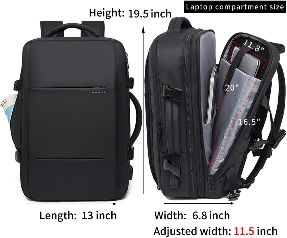 BANGE 1908P Weekender Carry-on Backpack,45L Expandable Travel Backpacks for Airplanes,Convertible Backpack Briefcase for Traveling,Water Resistant 17.3” Laptop Backpack for Men & Women