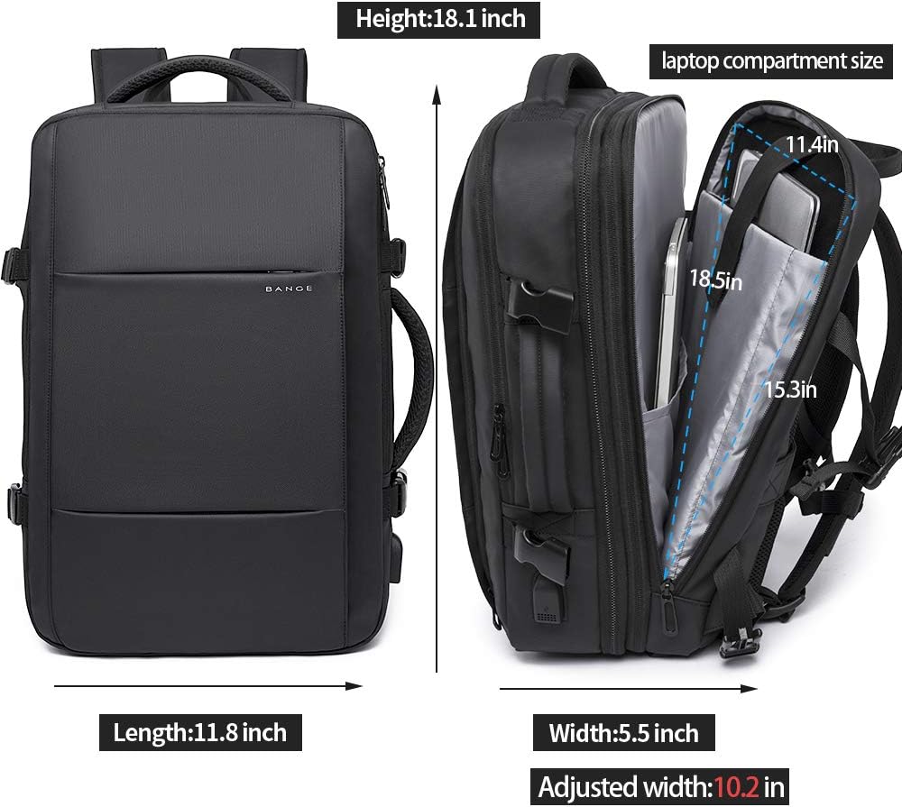 BANGE 1908 35L Travel Backpack,Flight Approved Carry On Backpack for International Travel Bag, Water Resistant Durable 17-inch Laptop Backpacks,Large Daypack Business Weekender Luggage Backpack for Men Women