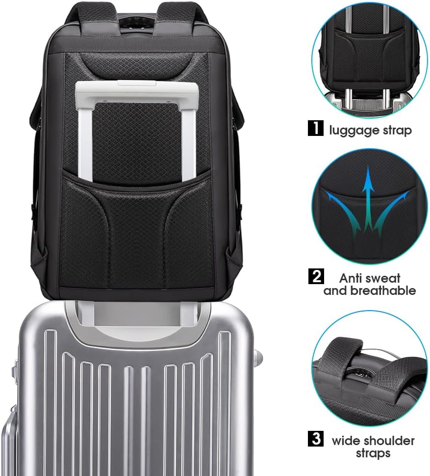BANGE 7216 Men's Anti-Theft Backpack,Waterproof Fashion Travel Backpacks,High Tech Backpack with USB3.0 Charging Port,Business Laptop Backpack Fits 17.3 Inch Notebook…