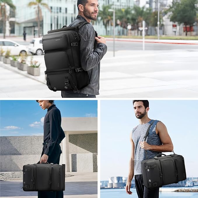 BANGE 1810 Anti-Theft backpack 3 in 1 carry on backpack with Detachable Sling bag and Shoe Compartment, Water Resistant Business Overnight Travel Backpacks for men women, Black, L
