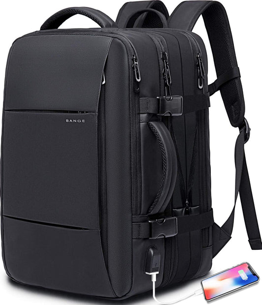 BANGE 1908P Weekender Carry-on Backpack,45L Expandable Travel Backpacks for Airplanes,Convertible Backpack Briefcase for Traveling,Water Resistant 17.3” Laptop Backpack for Men & Women