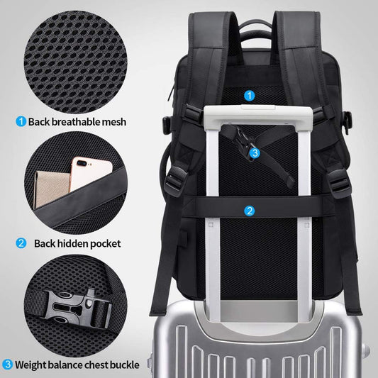 BANGE 1908P Weekender Carry-on Backpack,45L Expandable Travel Backpacks for Airplanes,Convertible Backpack Briefcase for Traveling,Water Resistant 17.3” Laptop Backpack for Men & Women