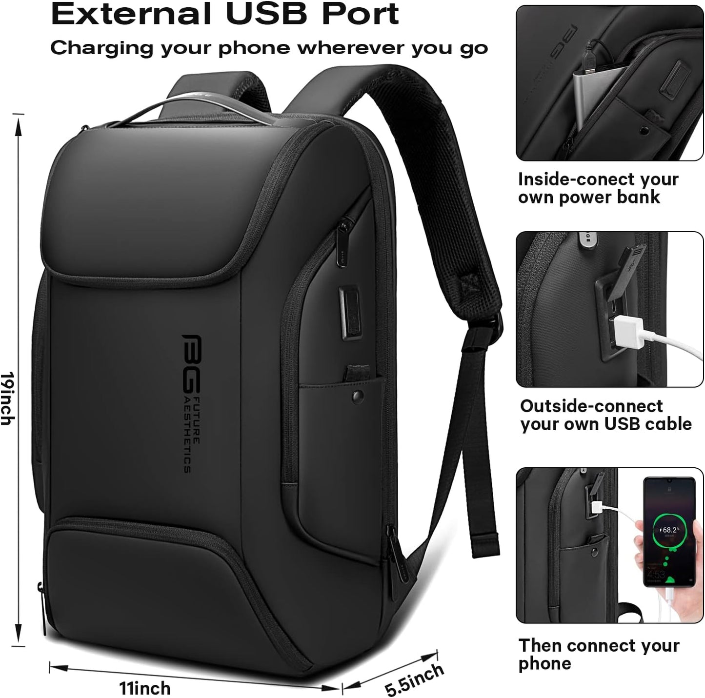 BANGE 7267 Business Laptop Smart backpack Can Hold 15.6 Inch Laptop Commute Backpack Carry on bag for men and women