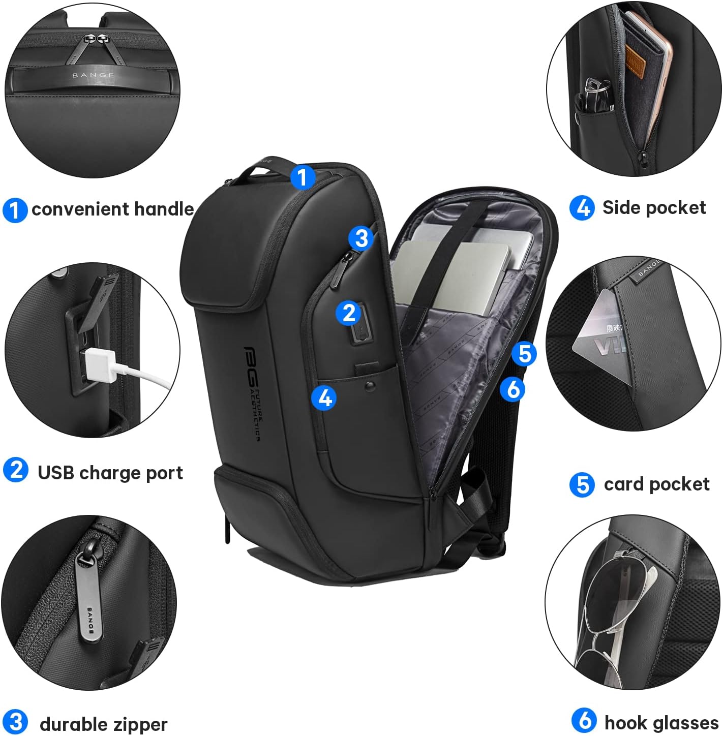 BANGE 7267 Business Laptop Smart backpack Can Hold 15.6 Inch Laptop Commute Backpack Carry on bag for men and women
