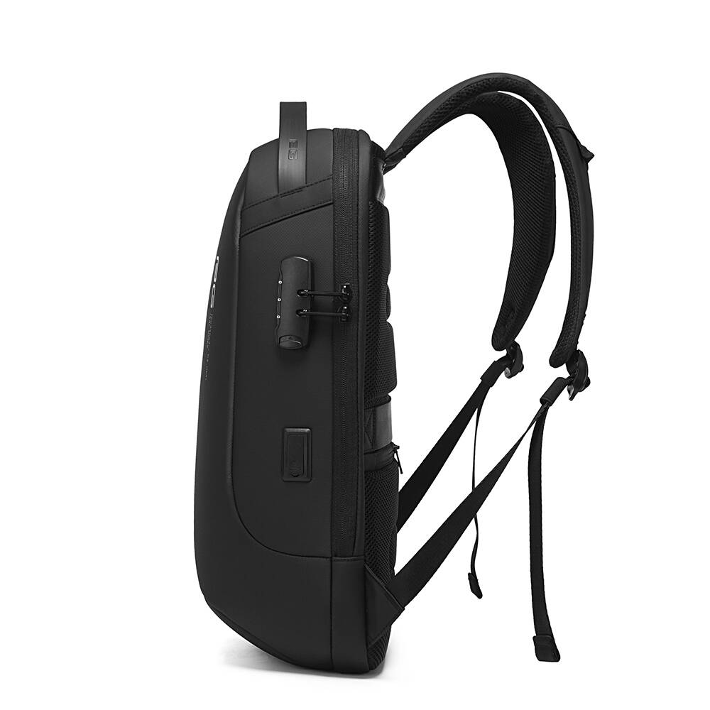 BANGE 7225 Backpack Waterproof 15.6in Laptop Size Smart Trendy Durable Oxford Backpacks Anti-Theft USB School Travel Black Bags