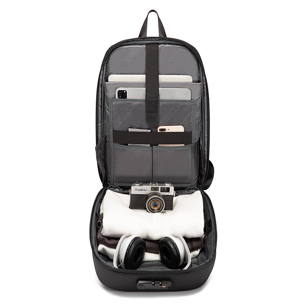 BANGE 7251 Backpack Waterproof 15.6in Laptop Size Smart Trendy Durable Oxford Backpacks Anti-Theft USB School Travel Black Bags