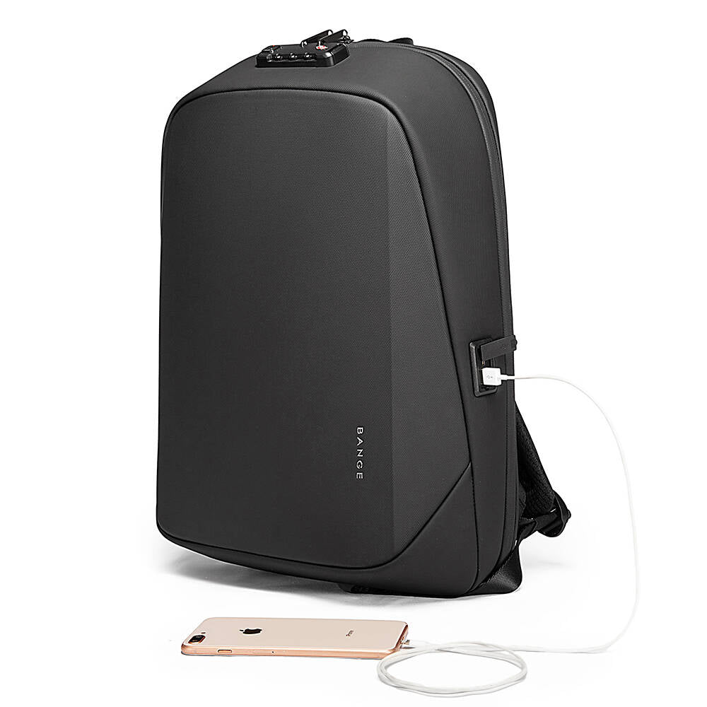 BANGE 7251 Backpack Waterproof 15.6in Laptop Size Smart Trendy Durable Oxford Backpacks Anti-Theft USB School Travel Black Bags