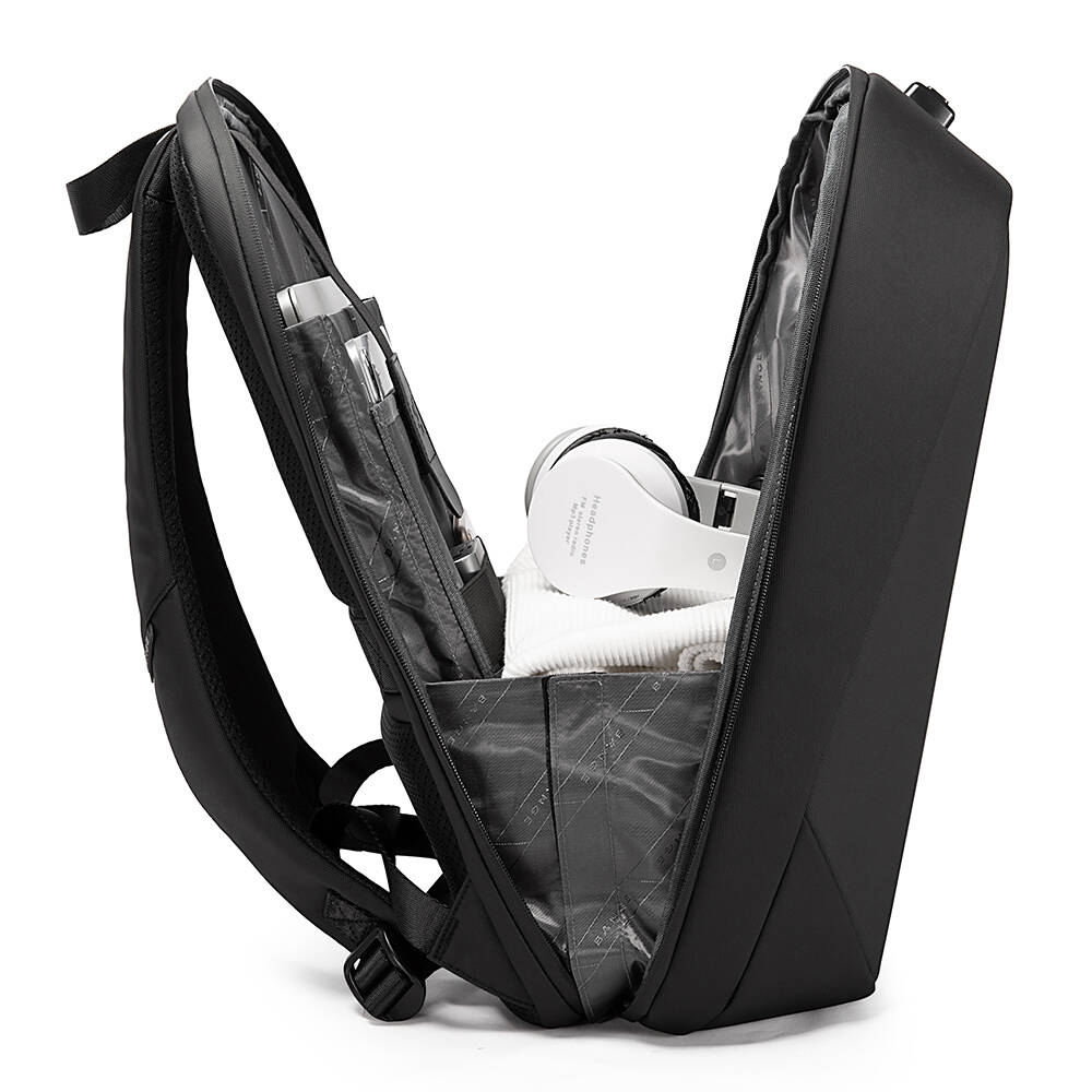 BANGE 7251 Backpack Waterproof 15.6in Laptop Size Smart Trendy Durable Oxford Backpacks Anti-Theft USB School Travel Black Bags