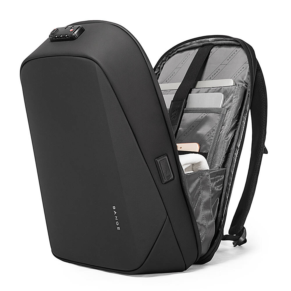 BANGE 7251 Backpack Waterproof 15.6in Laptop Size Smart Trendy Durable Oxford Backpacks Anti-Theft USB School Travel Black Bags